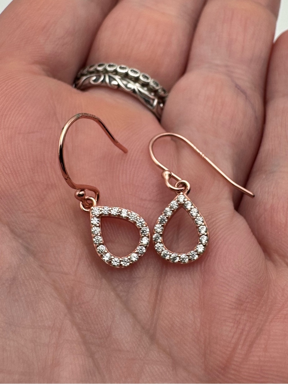 Sterling Silver 925 Rose Gold Vermeil Gemstone Teardrop Earrings